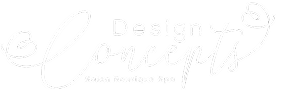 White script logo with the words Design Concepts and decorative swirls around the text, evoking a sense of elegance perfect for a hair spa or salon.